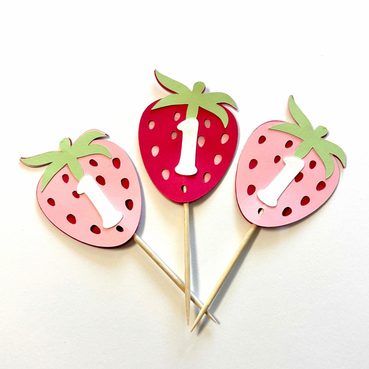 Berry First Birthday Cupcake Toppers
