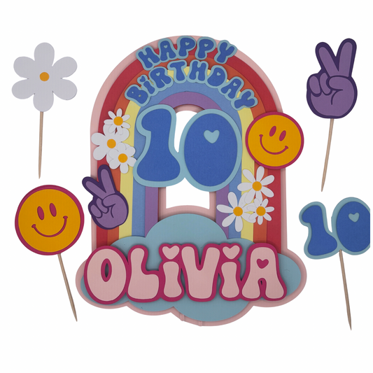 Groovy Retro Inspired Cake Topper