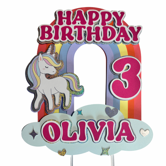 Magical Unicorn Birthday Cake Topper