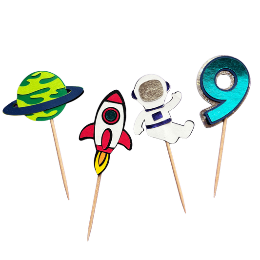 Outer Space Birthday Party Cupcake Toppers